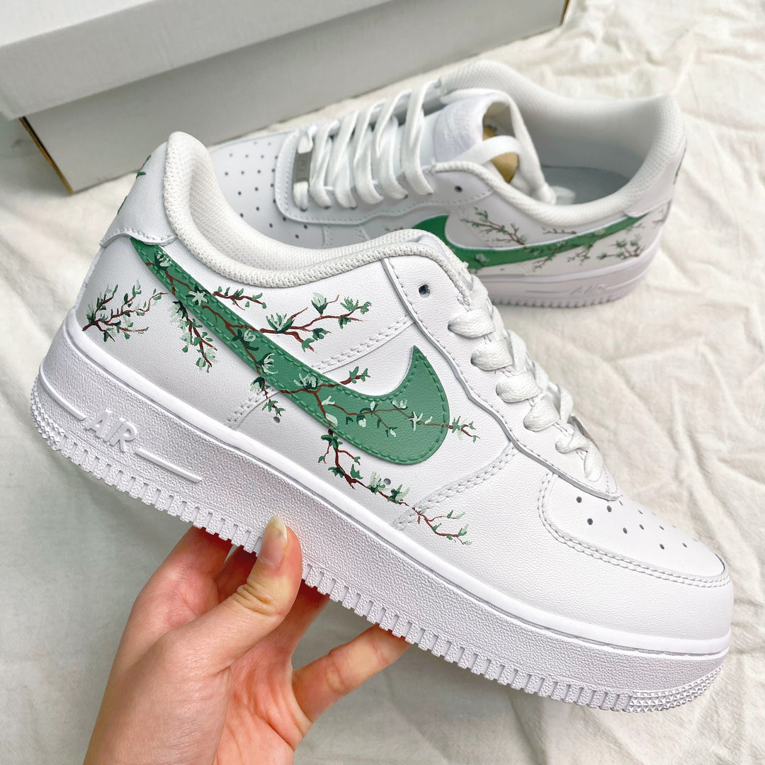 Custom Air Force 1 Green Leaves Brown Branches