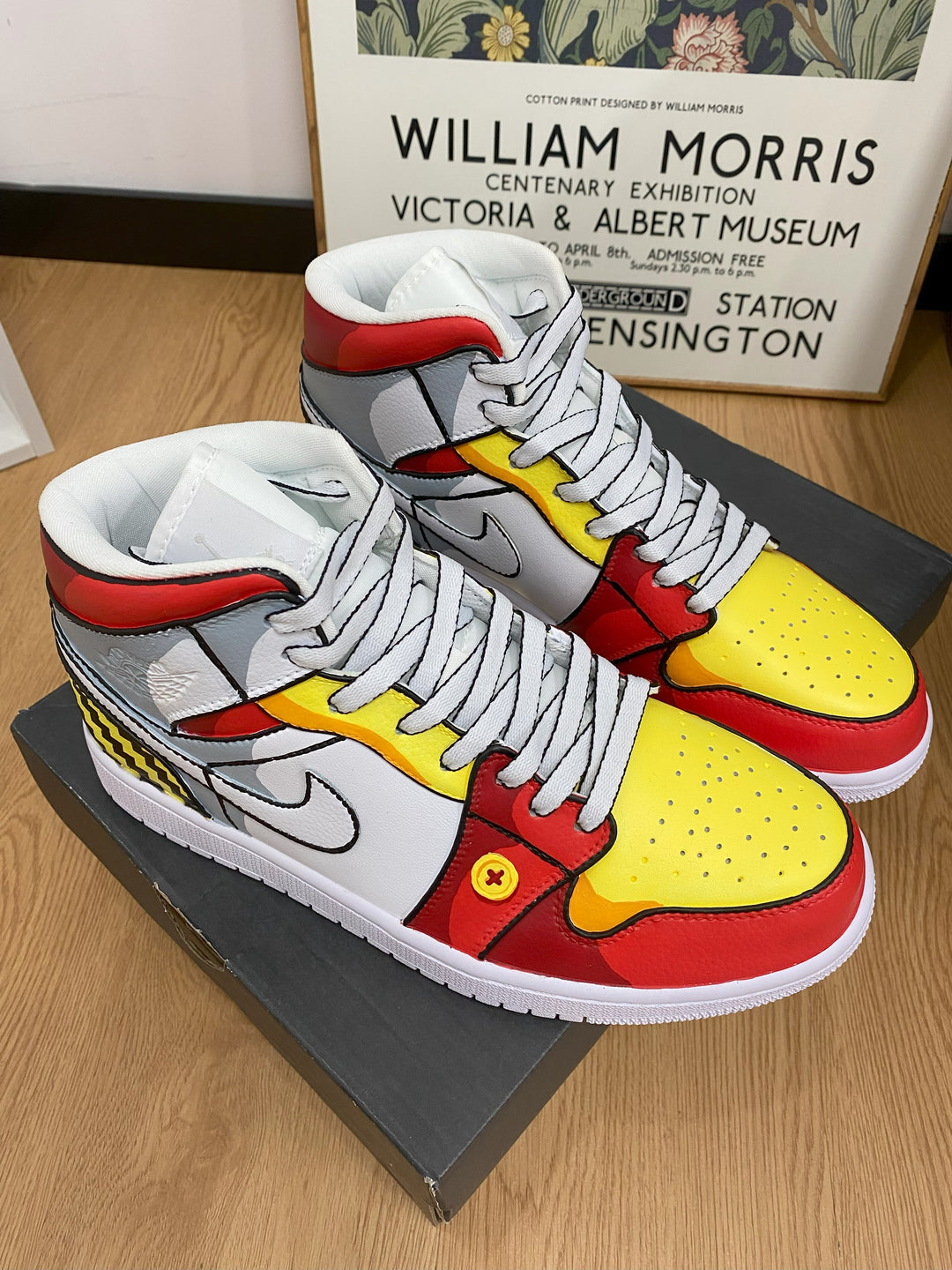 Red Yellow Gray Custom Air Jordan 1