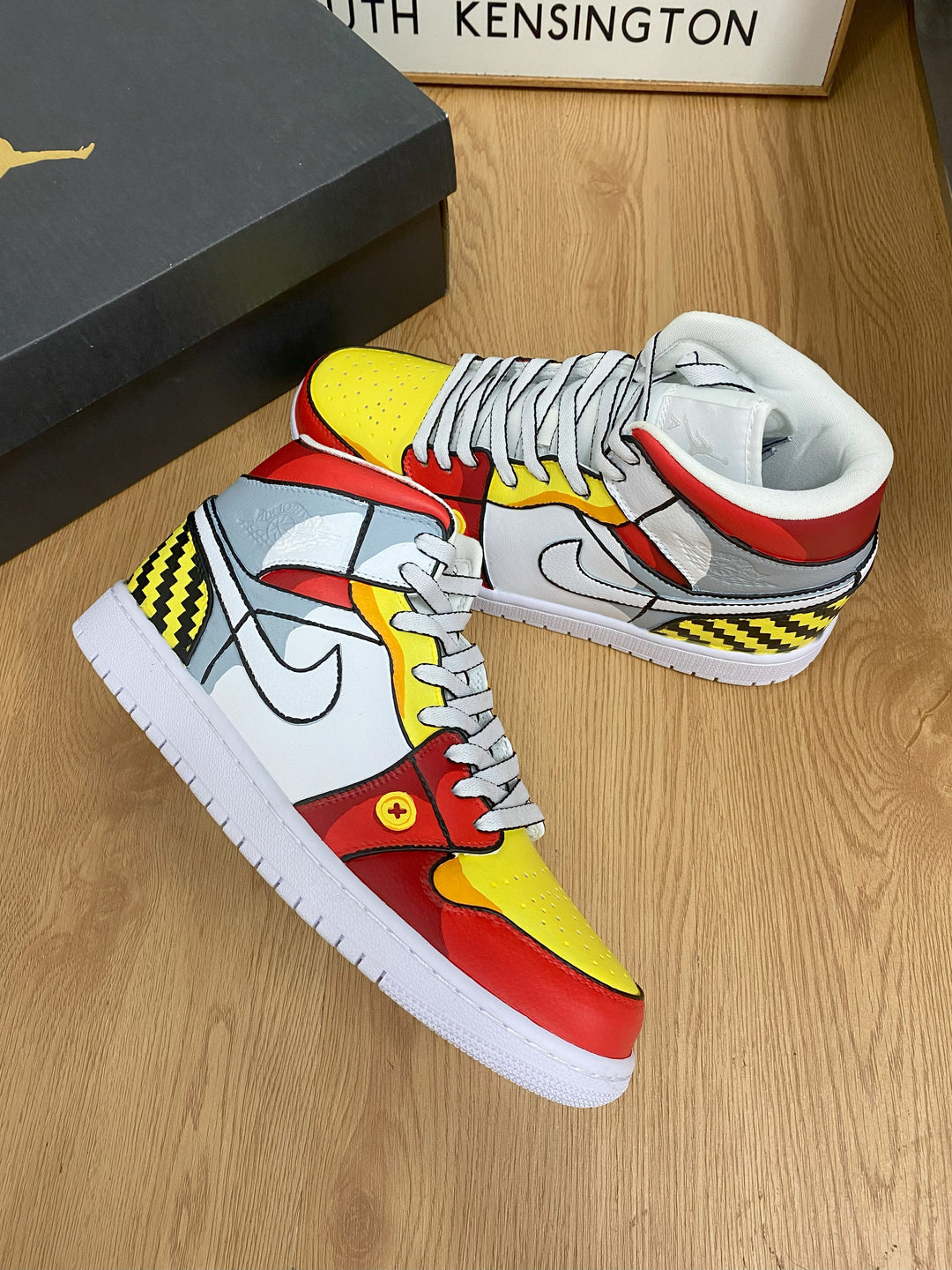 Red Yellow Gray Custom Air Jordan 1