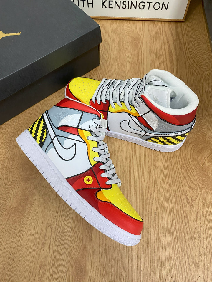Red Yellow Gray Custom Air Jordan 1