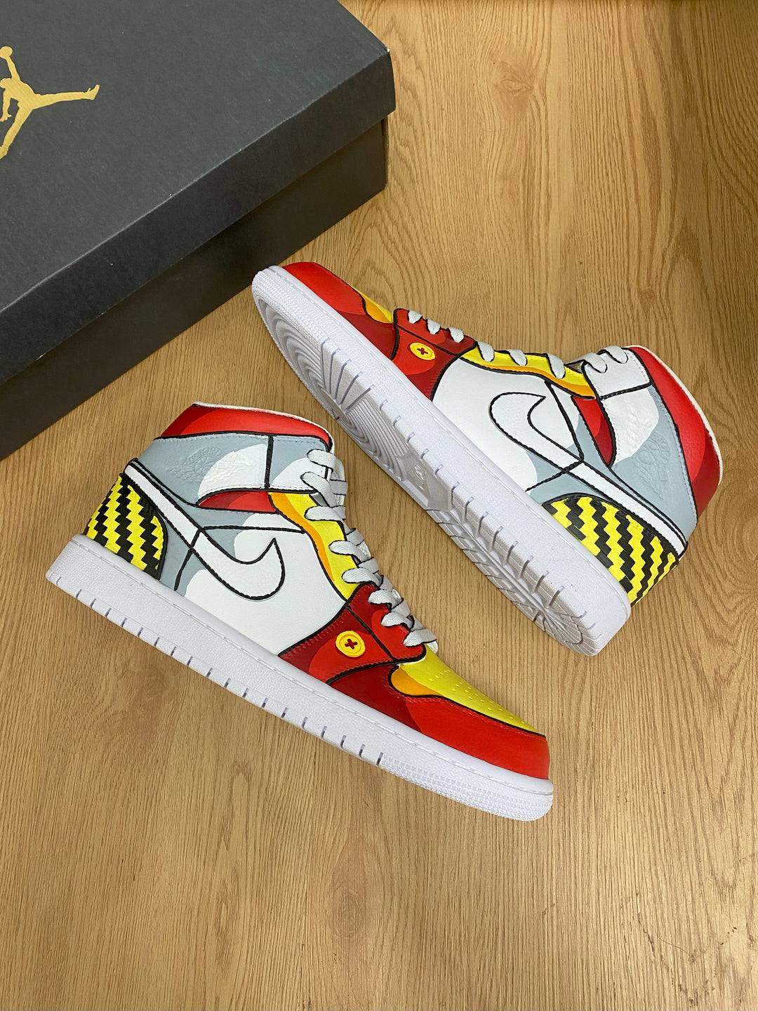 Red Yellow Gray Custom Air Jordan 1