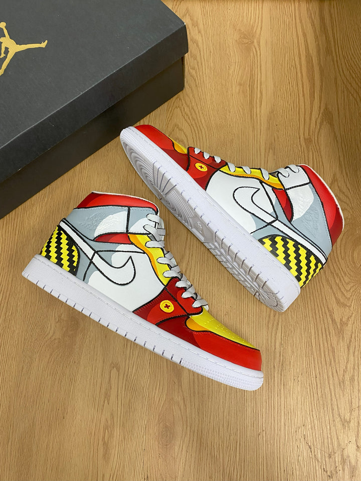 Red Yellow Gray Custom Air Jordan 1
