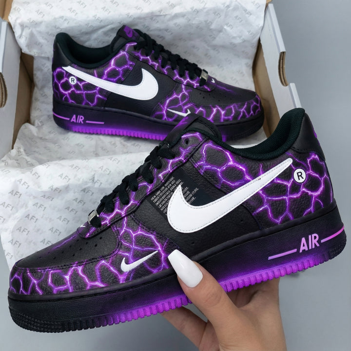 Lightning Pattern Black Purple Custom Air Force 1