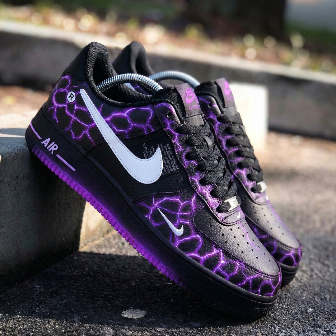 Lightning Pattern Black Purple Custom Air Force 1