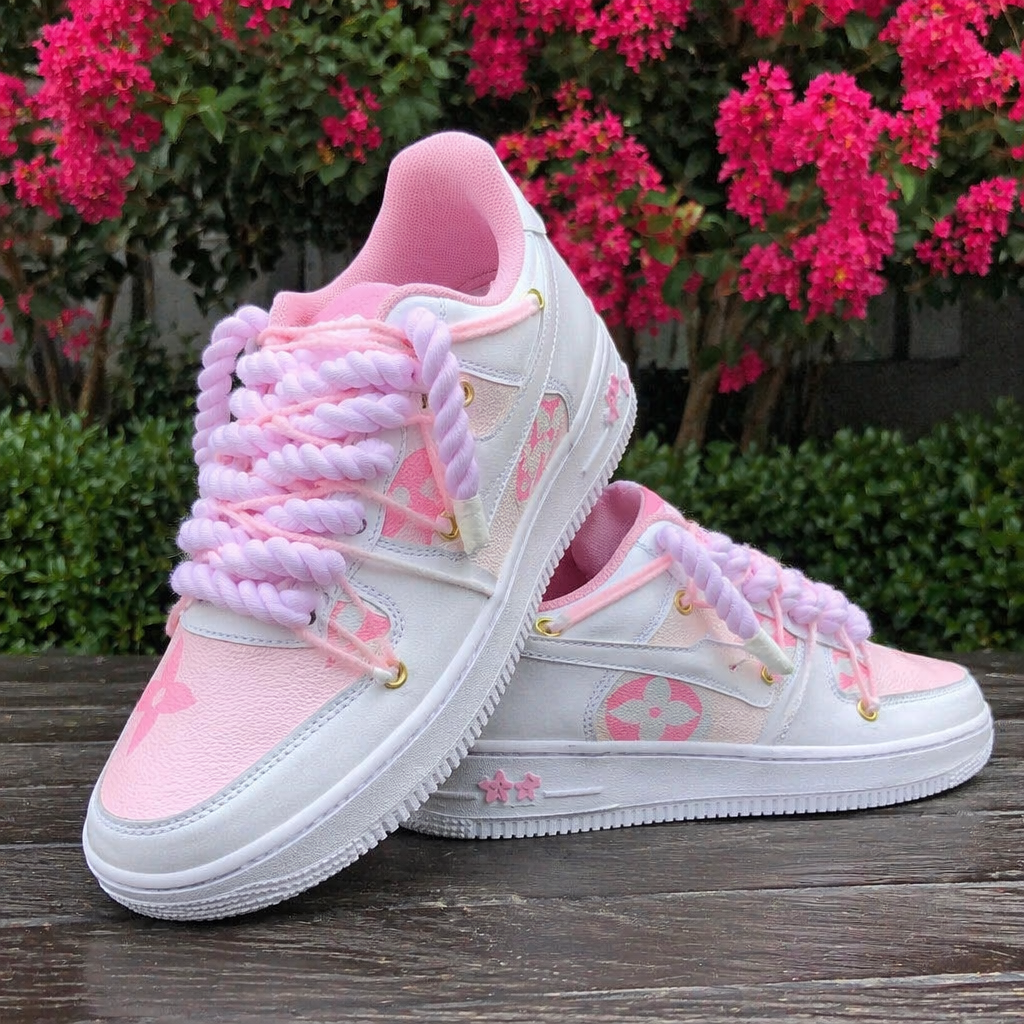 Hand Painted Pink Custom Air Force 1 Sneakers