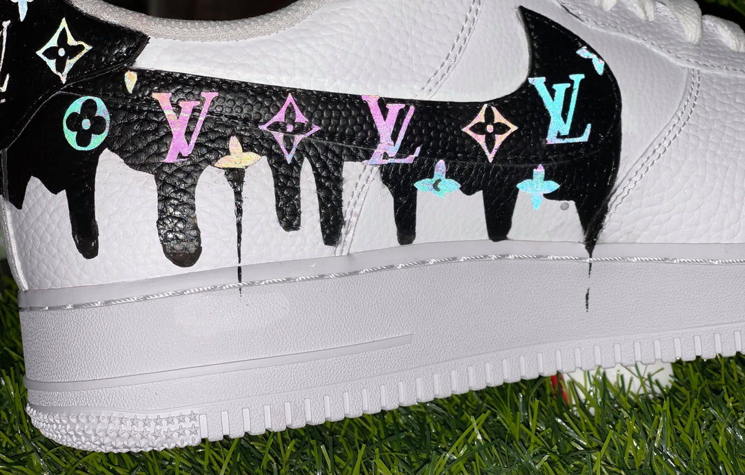 LV Drip Pattern Black White Custom Air Force 1