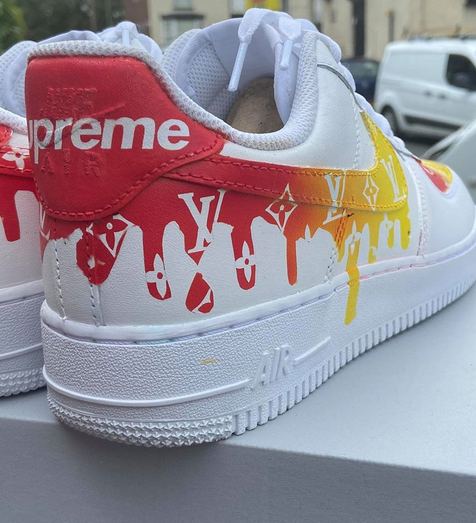 LV Drip Pattern Red Yellow Custom Air Force 1