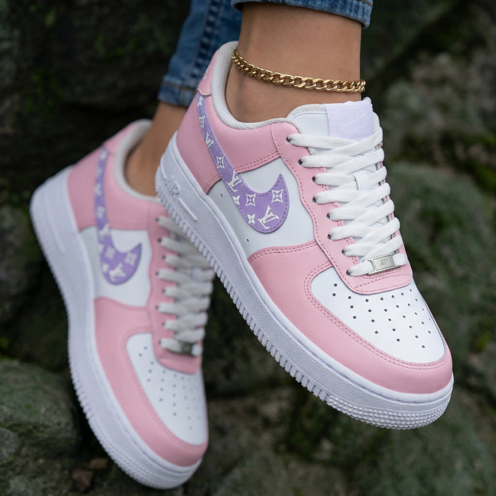 LV Logo Baby Pink Purple Custom Air Force 1