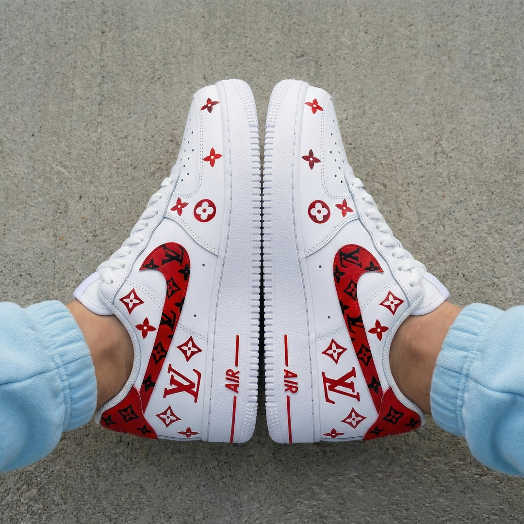 LV Logo Red Black Custom Air Force 1
