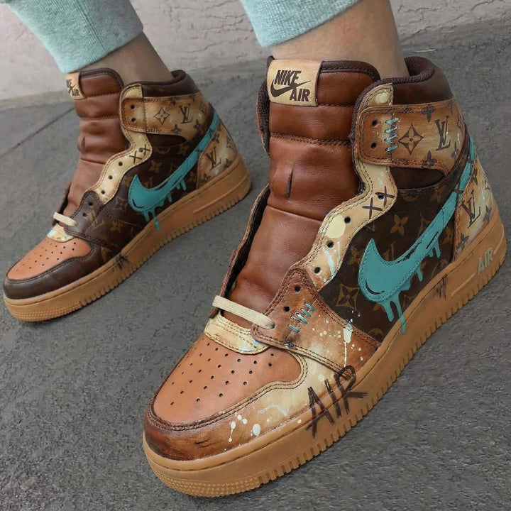 LV Pattern Teal Brown Custom Air Force 1