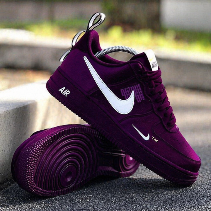 Custom Hand Painted Purple Velvet Air Force 1 Sneakers
