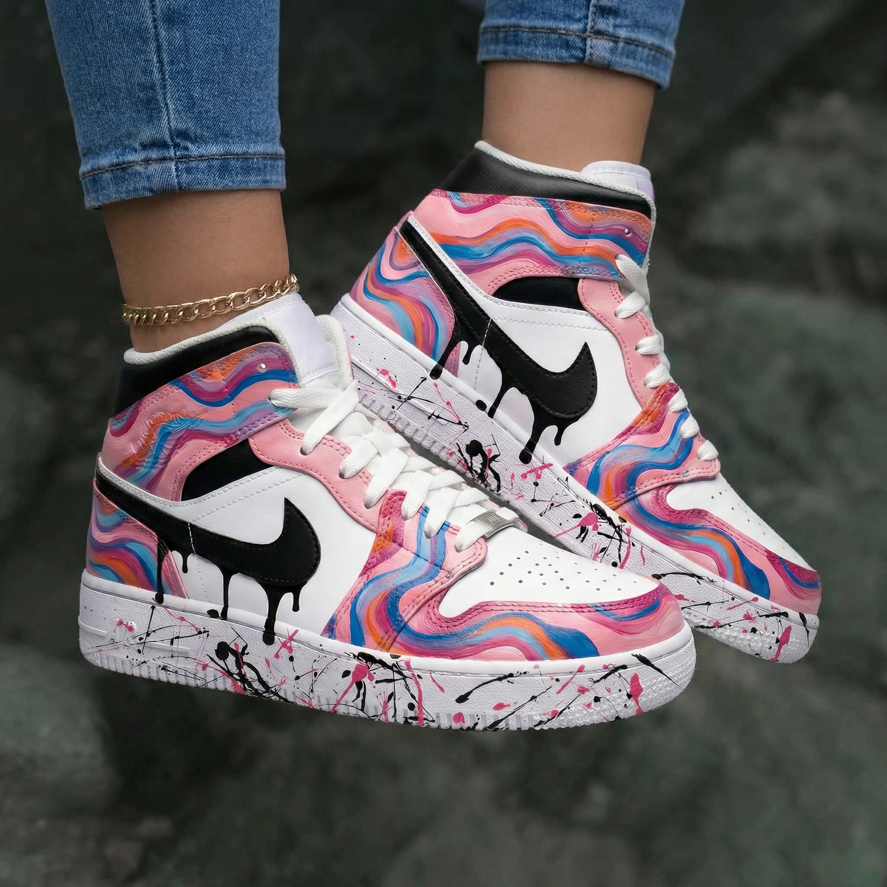 Jordan Pattern Marble Pattern Baby Pink Custom Air Jordan 1 – XX CUSTOM