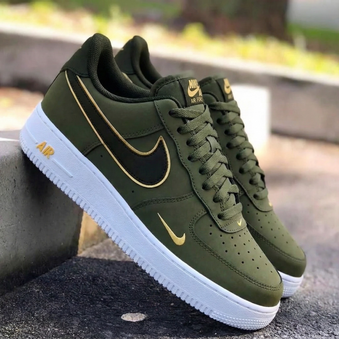 Military Olive Green Gold Swoosh Custom Air Force 1
