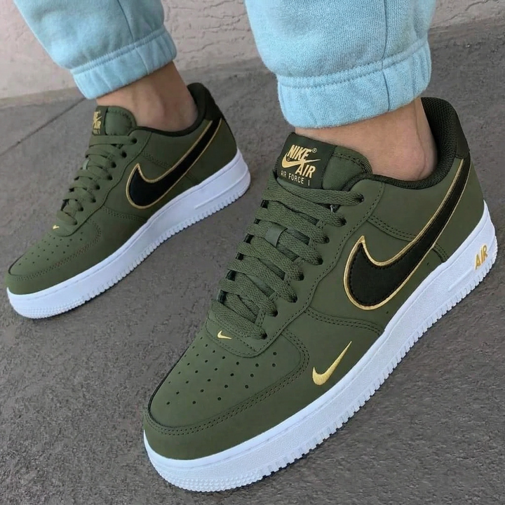 Military Olive Green Gold Swoosh Custom Air Force 1