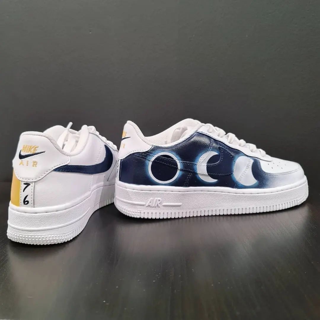 Moon Phase And Sun Pattern Yellow Navy Custom Air Force 1