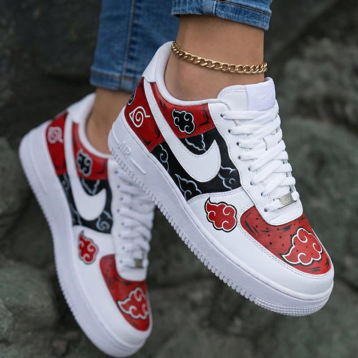 Naruto Akatsuki Clouds Leaf Symbol Red Black Custom Air Force 1