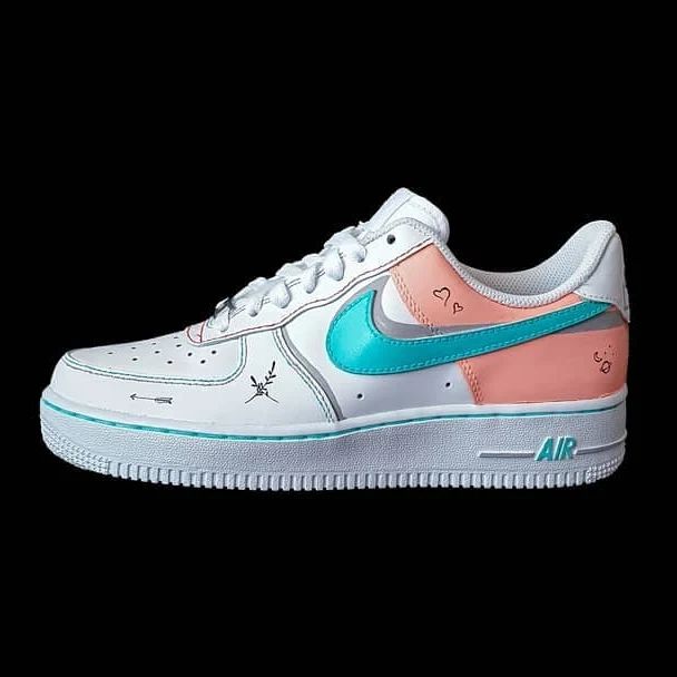 Nautical Theme Baby Pink Teal Custom Air Force 1