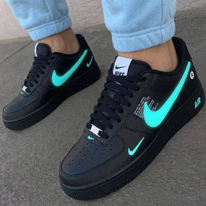 Neon Swoosh Black Custom Air Force 1