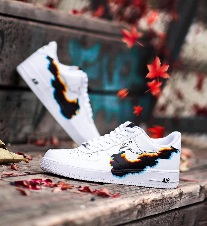 Pixel Pattern Black Color Custom Air Force 1