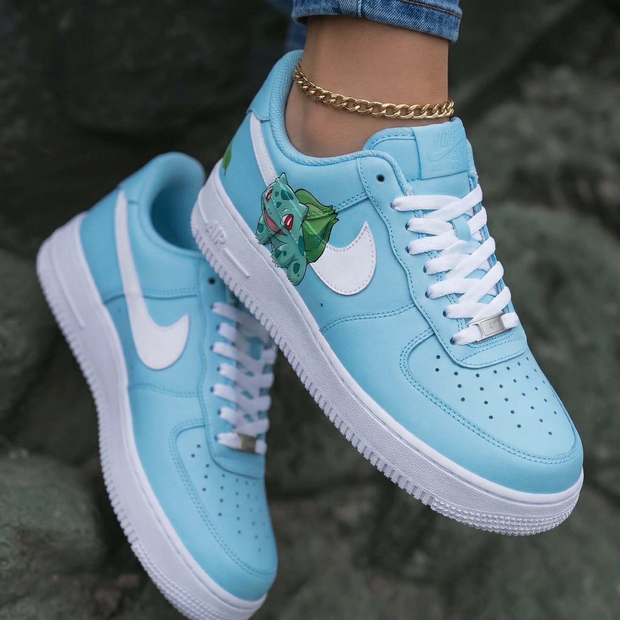 Pokemon Bulbasaur Baby Blue Custom Air Force 1 – XX CUSTOM