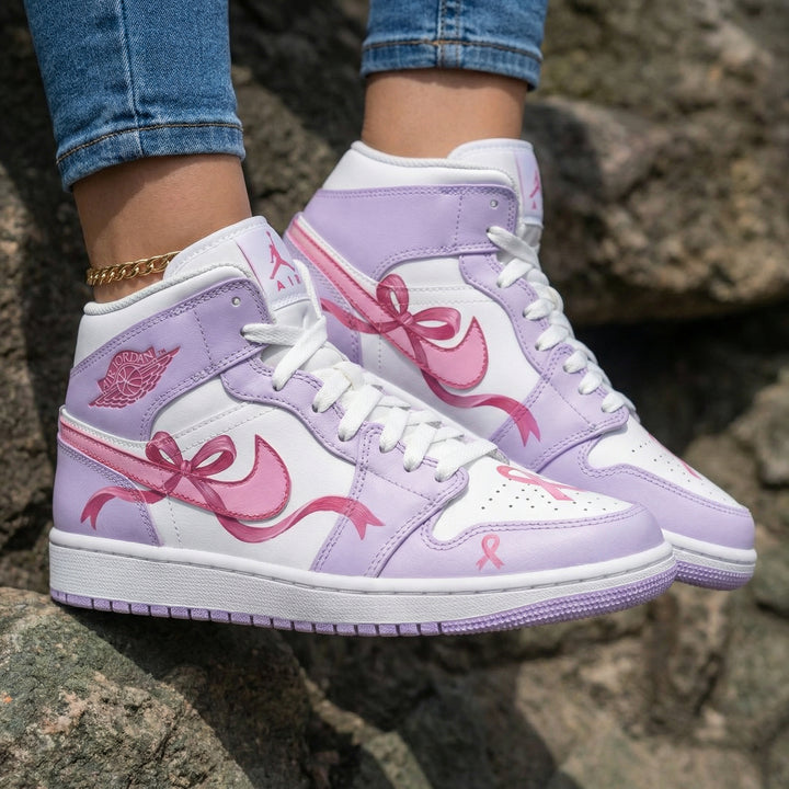 Ribbon Pattern Baby Purple Pink Custom Air Jordan 1