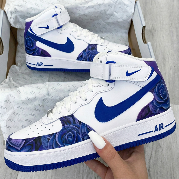 Rose Pattern Blue Purple Custom Air Force 1