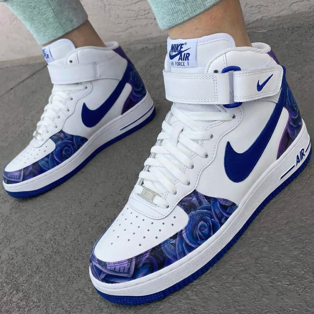 Rose Pattern Blue Purple Custom Air Force 1