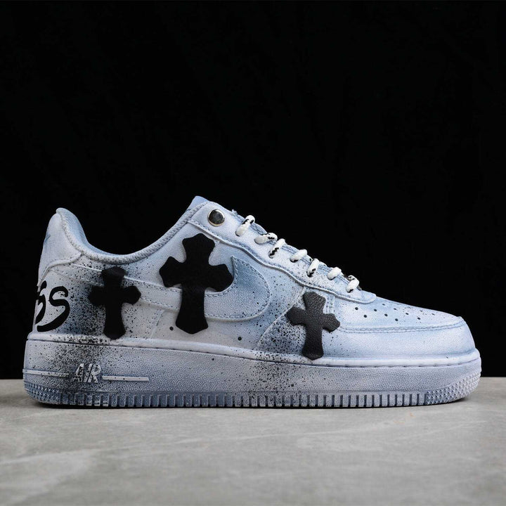 BLUE/PINK CHROME HEARTS Custom Air Force 1