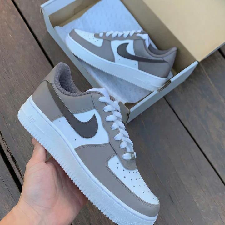 Simple Gray White Custom Air Force 1