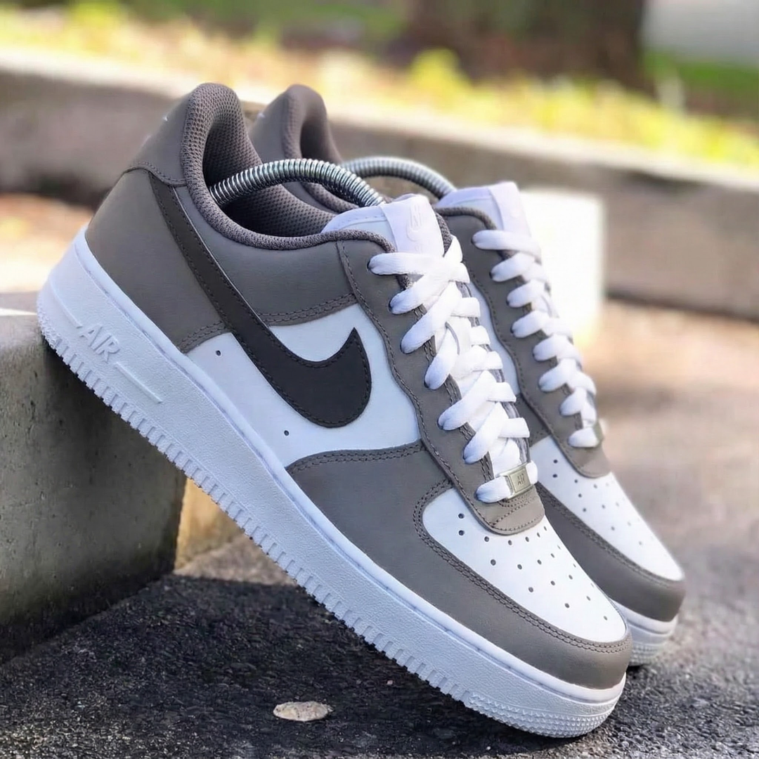 Simple Gray White Custom Air Force 1