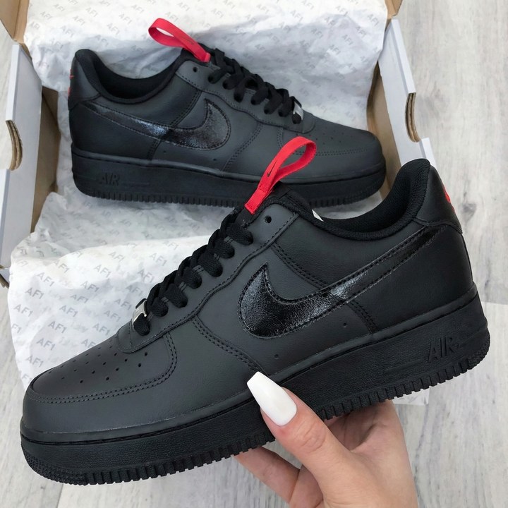 Slick Black Red Custom Air Force 1