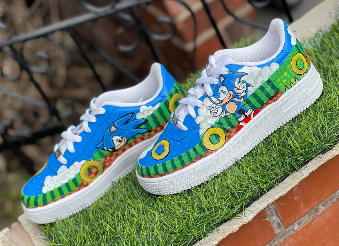 Sonic The Hedgehog Theme Blue Green Custom Air Force 1