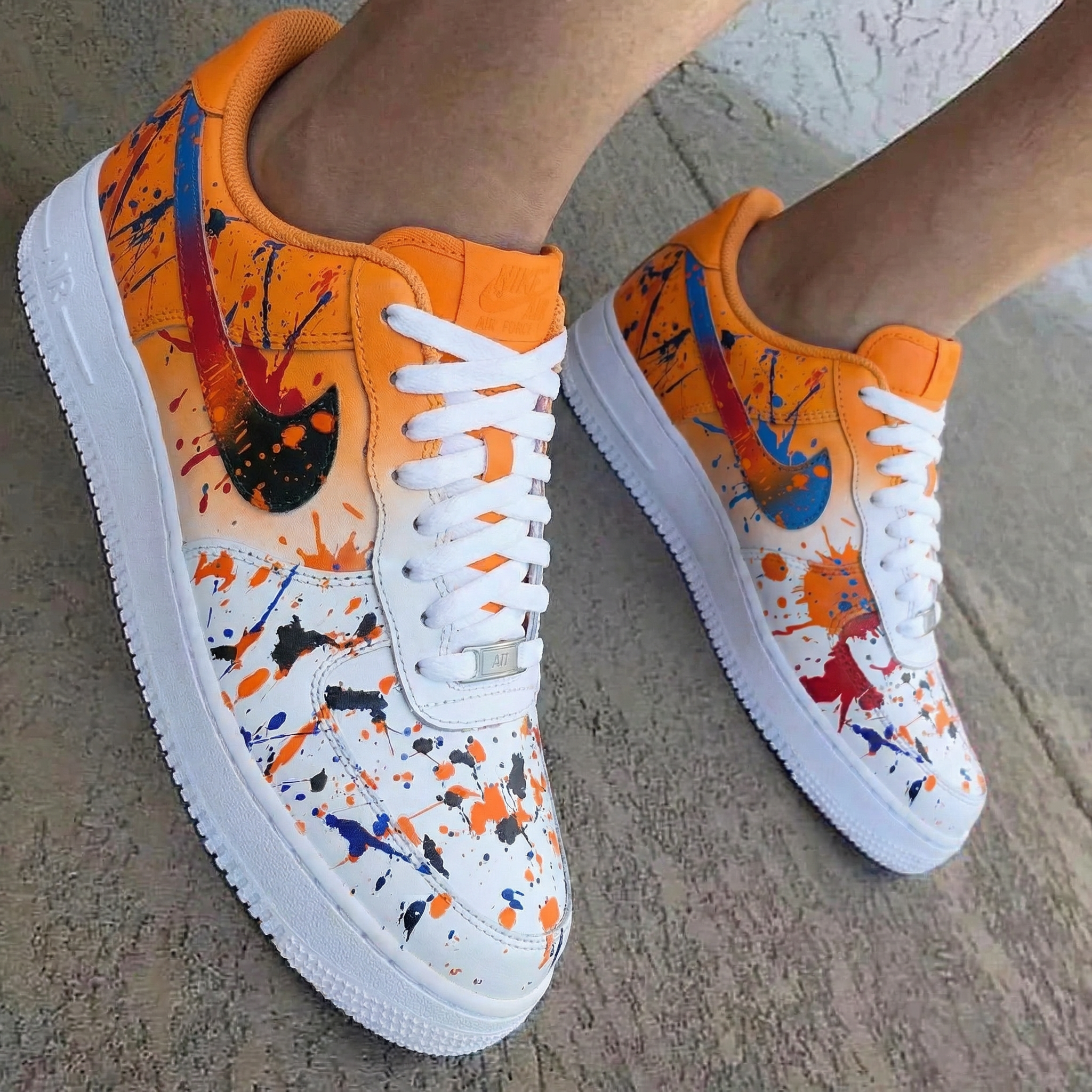 Splash Pattern Orange White Custom Air Force 1 – XX CUSTOM