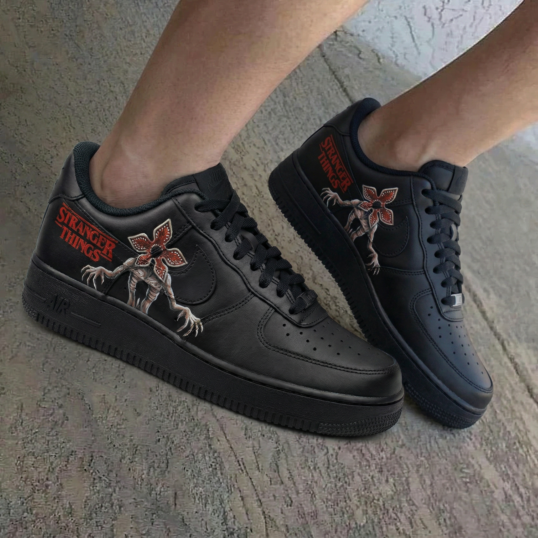Stranger Things Demogorgon Flower Black Custom Air Force 1 – XX CUSTOM