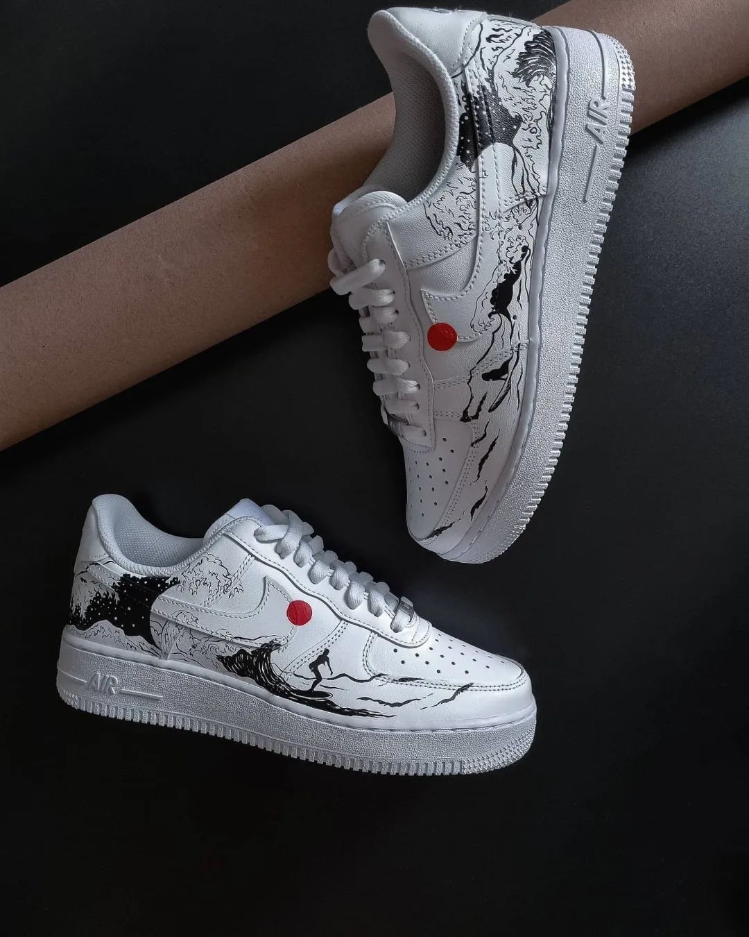 Surfing Scene Red Black Custom Air Force 1 – XX CUSTOM