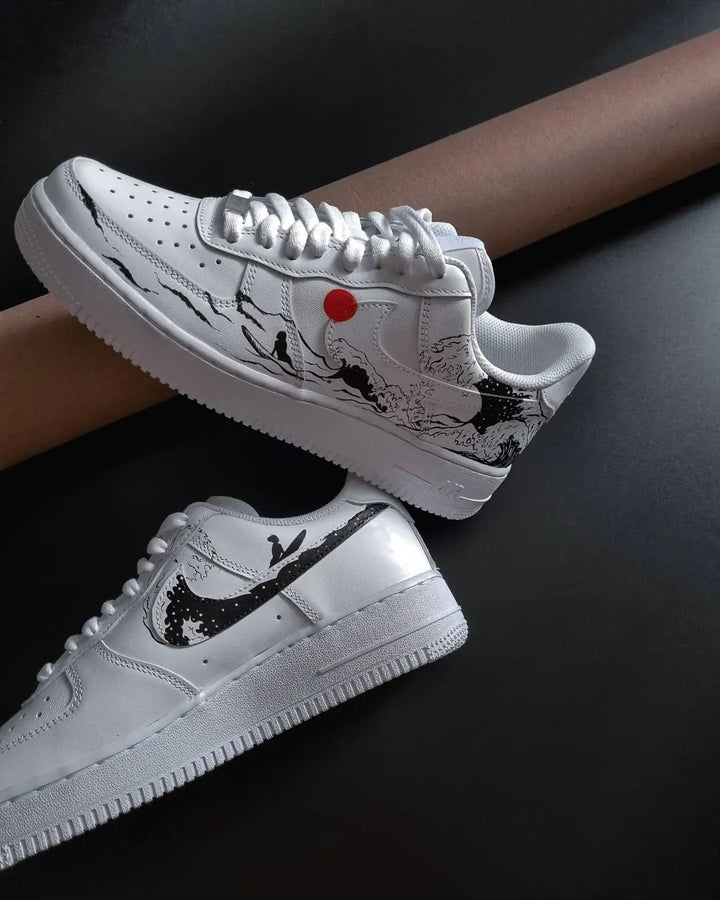 Surfing Scene Red Black Custom Air Force 1