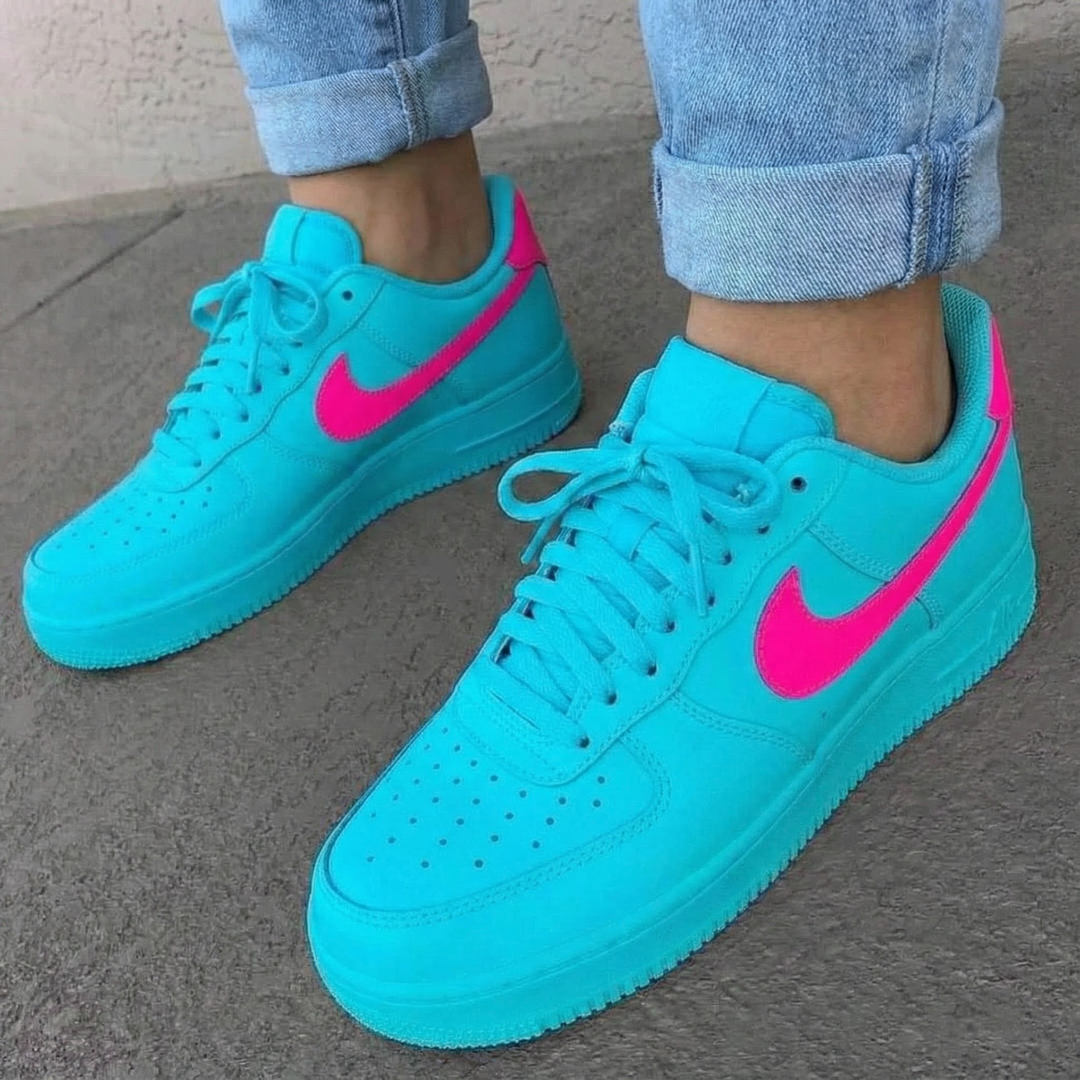 Vibrant Turquoise and Pink Custom Air Force 1