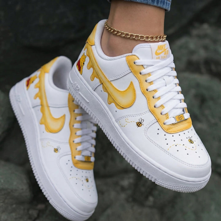 Winnie The Pooh Honey Drip Bees Yellow Custom Air Force 1