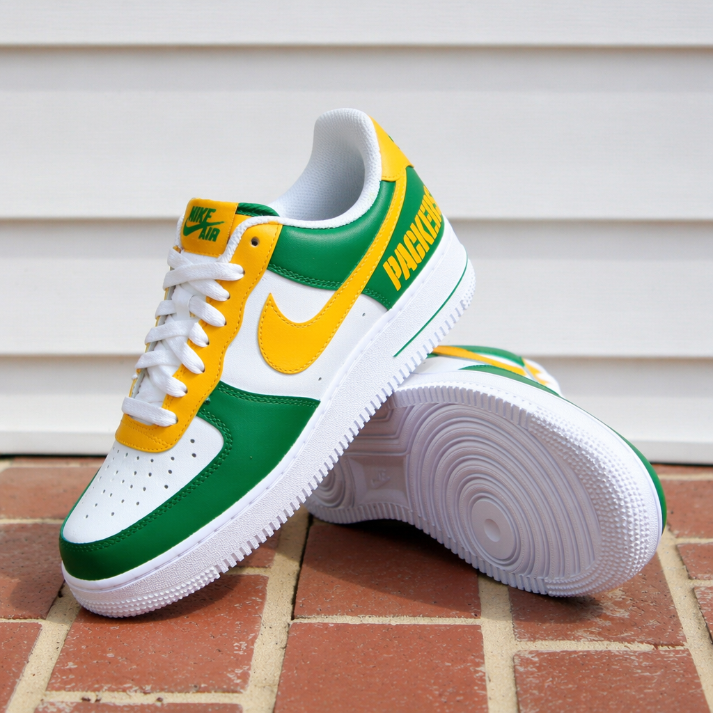 Hand Painted Green & Gold Packers Custom Air Force 1