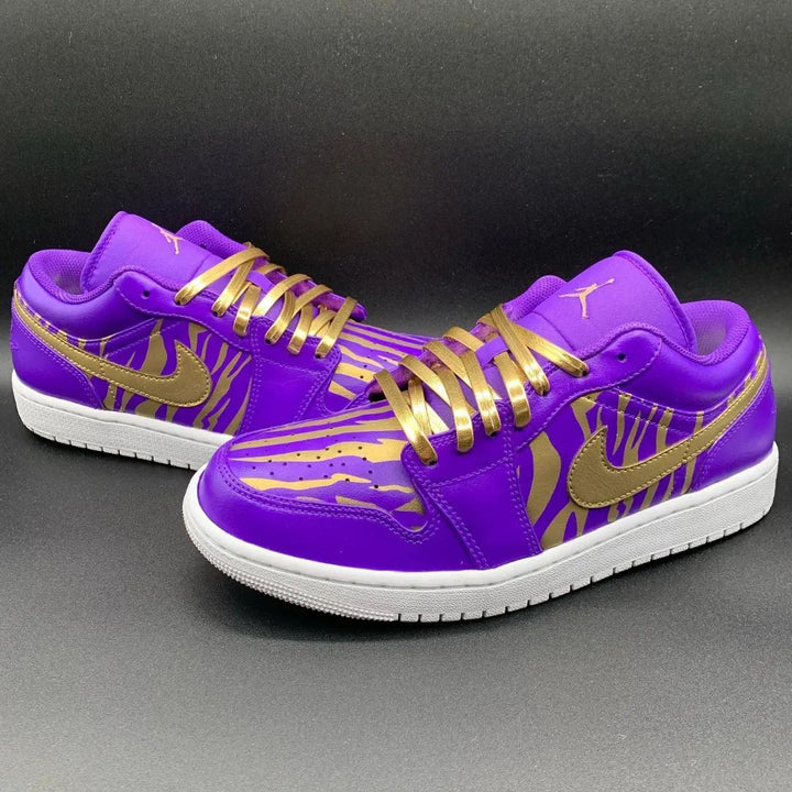 Zebra Pattern Purple Gold Custom Air Jordan 1