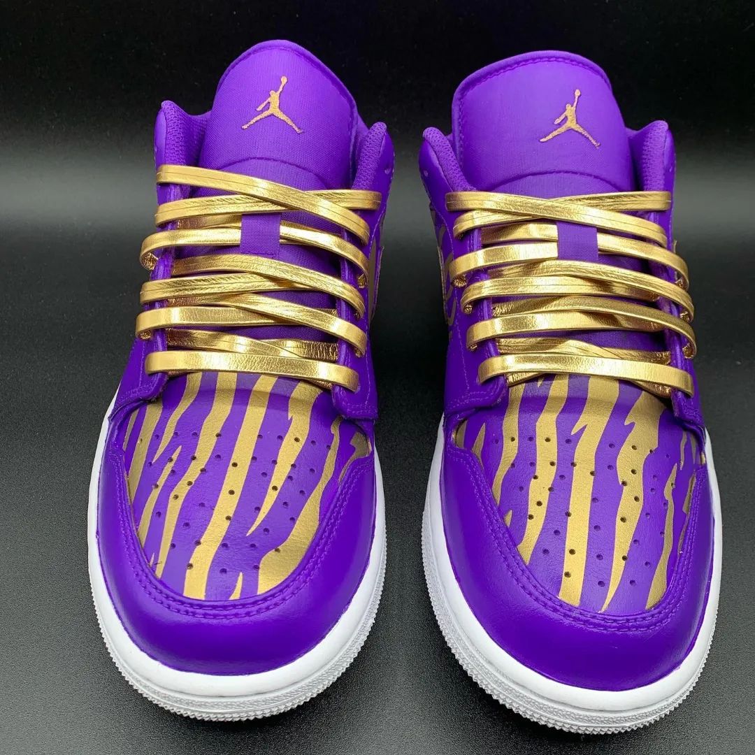 Zebra Pattern Purple Gold Custom Air Jordan 1