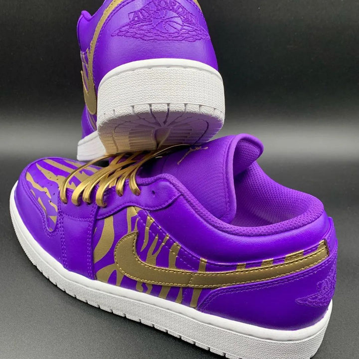 Zebra Pattern Purple Gold Custom Air Jordan 1