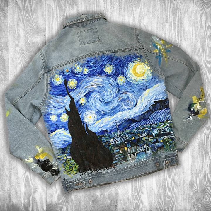 Starry Night Custom Hand Painted Denim Jacket
