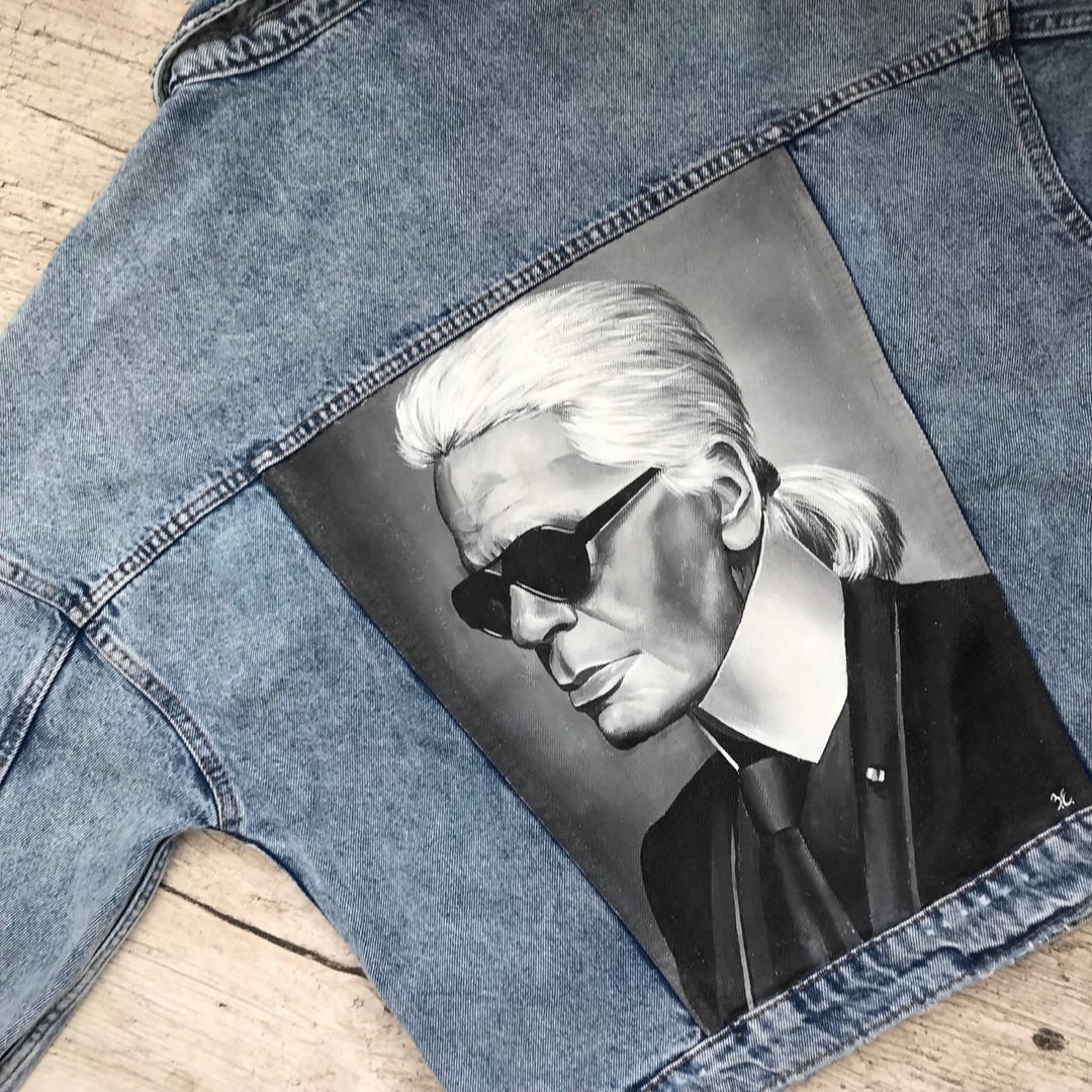 Karl Lagerfeld Custom Hand Painted Denim Jacket